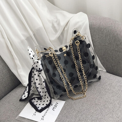 

2019 new small fresh silk scarf bow Messenger bag Korean version of the fairy fashion wave point chain single shoulder mother bag