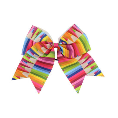 

Girls Bowknot Rainbow Print Elastic Headband Ribbon Hair Rope Headwear