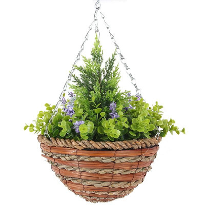 

Hanging Artificial Basket Realistic Fake Flower Hanging Basket Lawn Faux Imitation Hanging Planter for Indoor Outdoor Landscape Ba
