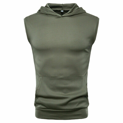 

Men Gym Sleeveless Hooded Hoodie T Shirt Sports Vest Muscle Tank Tops Clothes