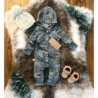 

US Newborn Baby Boy Girl Cotton Romper Hooded Jumpsuit Bodysuit Outfits Clothes
