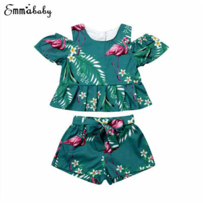 

Toddler Kids Baby girls summer Outfits Clothes T-shirt &short Pants 2PCS set dot