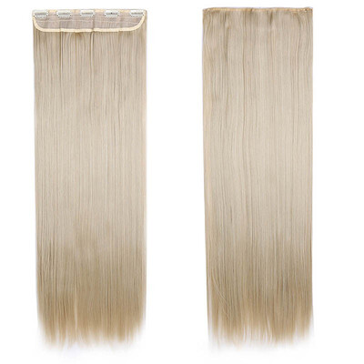 

Synthetic Fiber Clips in on Hair Extension 34 Full Head One Piece 5 Clips Long Silky Curly Wavy