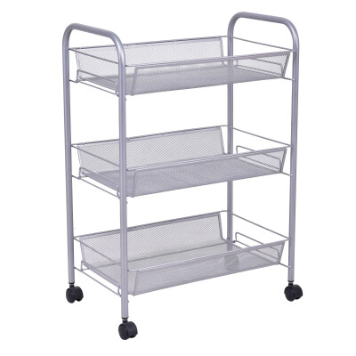 

BlackGray 3 Tier Storage Rack Trolley Cart-Gray