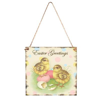 

Cute Easter Chicken Wood Hanging Plaque Home Wall Festival Pendant Decor