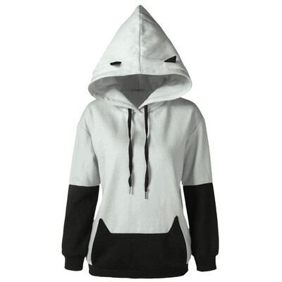 

Starmoon Women Sexy Casual Patchwork Cat Ear Short Hoodies Blouse Top Pullover Sweatshirt