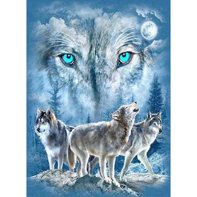 

5D DIY Full Drill Square Diamond Painting Snow Wolf Cross Stitch Mosaic Kit