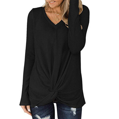 

Women Autumn Fashion Solid Color Casual Long Sleeve V-collar Sweaters