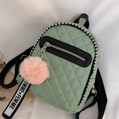 

Summer 2019 new mini backpack female Korean fashion embroidery line Lingge small backpack small square bag