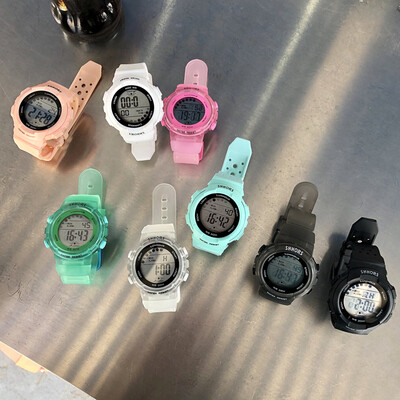 

Ins transparent electronic watch Korean version of simple waterproof candy color Lin Xiaozhai the same model