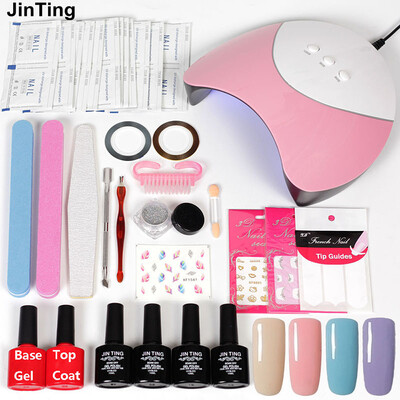 

JinTing nail art tools Manicure tool 4color 10ml nail polish gel 36W UV lamp dryer UV varnishes Base Gel Top Coat lacquer kit