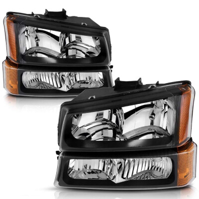 

For 2003-2006 Chevy Silverado Avalanche 1500 2500 3500 Chrome Housing Headlamps Replacement Bumper Parking lights