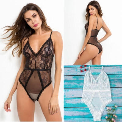 

Sexy Women V Neck Lace Up Bandage Bodysuit Leotard Lingerie Romper Tops Jumpsuit