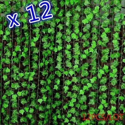 

8x9cm 12pcs Green Manmade Ivy Leaf Plants Vine Fake Foliage Flowers Home Decor 8ft Restaurant Decor