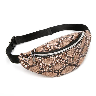 

Snake Print Women Shoulder Waist Fanny Belt Packs PU Leather Chest Bags