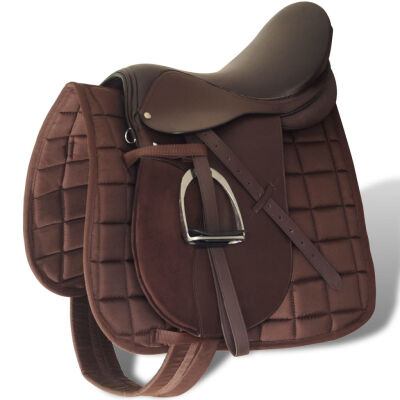 

Horse Riding Saddle Set 175" Real leather Brown 47" 5-in-1