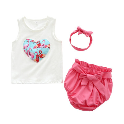 

3PCS Summer Sale Baby Girls Cute Clothes Set Infant Kids Princess Sleeveless Vest Three-piece Newborn Newly Fashion Suits
