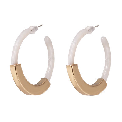 

2019 Fashion Bohemia Naturel Stone Pearl Acetate Hoop Earrings for Women Ethnic Beads Hoops Alloy Earring za jewelry Female