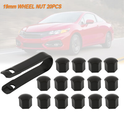 

20 x 19mm WHEEL NUTBOLT CAPS COVERS LOCKING TOOL BLACK For Any Tyres