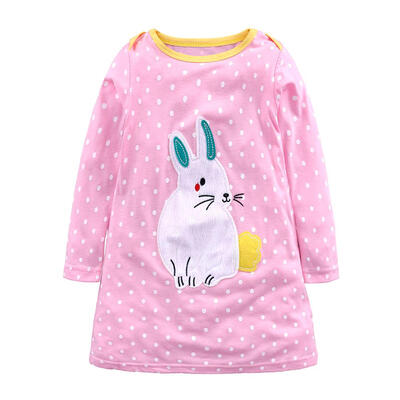 

Warm Polka Dots Cute Rabbit Patch Toddler Kids Dress Girls Fashion Clothing