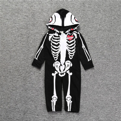 

Autumn Skeleton Overalls Jumpsuit 70-100cm Kids Pajamas Children Onesie Sleepers Pajamas Halloween Cosplay Costumes