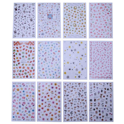 

12 Sheets Water Decals Nail Art Transfer Stickers Big Sheet Manicure Decor