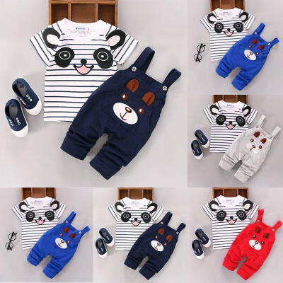 

2pcs Cartoon Toddler Baby Infant Boys Outfits T-shirtBib Pants Kids Clothes Set