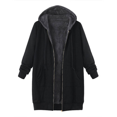 

Roseonmyhand Plus Size Womens Winter Warm Outwear Solid Hooded Pockets Vintage Coats