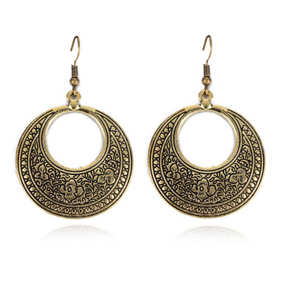 

Simple Fashion Lady\s Round Carved Earrings