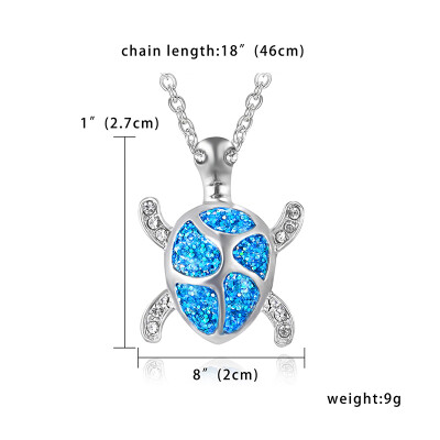 

Fashion Silver Filled Blue Glitter Sea Turtle Pendant Necklace Frog Dolphin for Women Female Animal Wedding Ocean Beach Jewelry