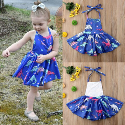 

US Newborn Kid Baby Girl Dinosaur Backless Romper Dress Bodysuit Jumpsuit Outfit