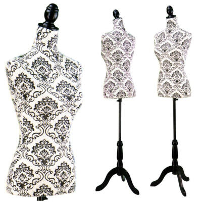 

Foam Coating Female Mannequin Torso Dress Form Display Creamy White & Decorative pattern