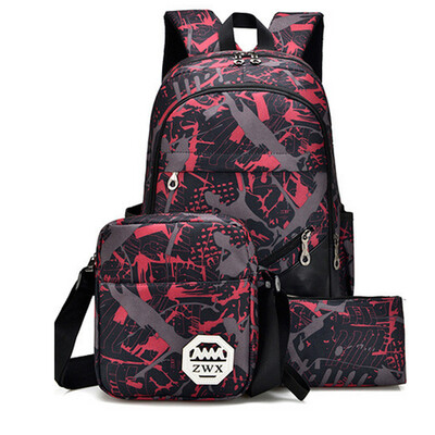 

Men\s Backpack Set 3Pcs Canvas Brief Large Capacity Preppy Backpack