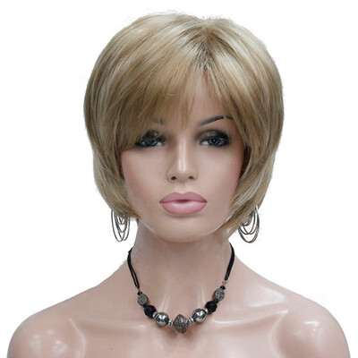 

StrongBeauty Short Wig Soft Tousled Curls Blonde Highlights Full Synthetic Wigs COLOUR CHOICES