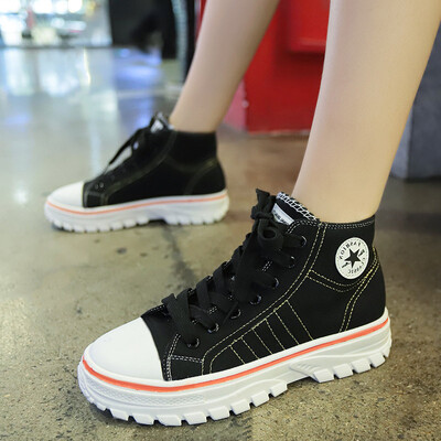 

High - handed old shoes canvas shoes autumn Korean version of thick - bottomed Martin boots 100 sports shoe tide