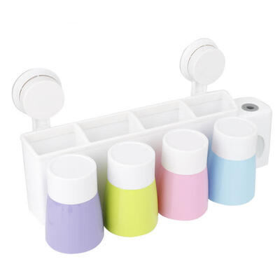 

Greensen No Drilling Toothpaste Toothbrush Rinsing Cup Organizer Toothpaste Dispenser for Family of Four