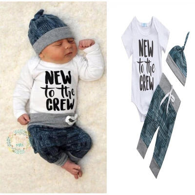 

Newborn Baby Boy Girl Clothes Jumpsuit Romper Bodysuit Long Pants Hat Outfit