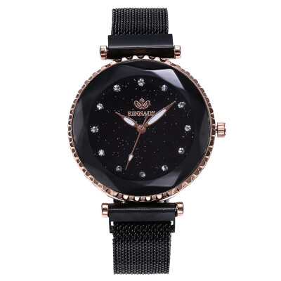 

RM Fashion Magnetic buckle Dazzling women Mesh Belt Watch ladies Quartz Analog