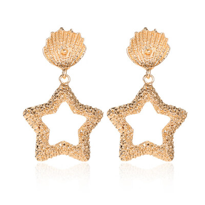 

EK389 Exaggerated Hollow Star Drop Earrings for Women Gold Color Geometric Metal Shell Statement Brincos Fashion Party Jewelry