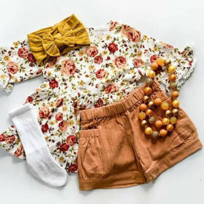 

Toddler Kids Baby Girls Outfits Clothes T-shirt TopsDressShortsSkirt 2PCS Set