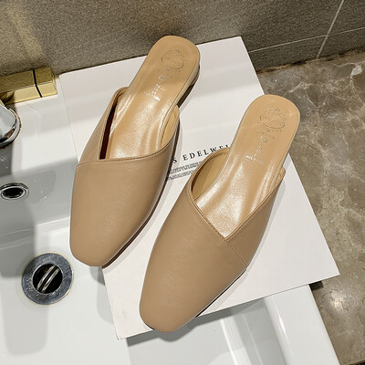 

Muller shoes spring shoes 2019 new Korean version of Chinese heel slippers OL tip half bag wearing slippers lazy tide towing