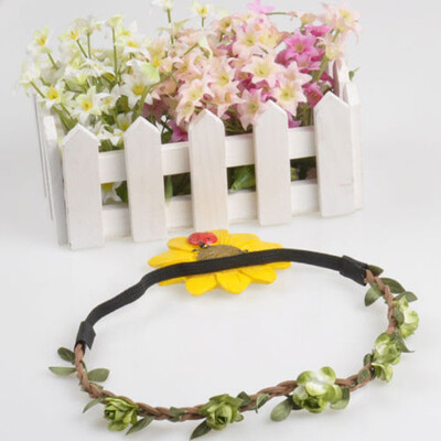 

Boho Fabric Festival Wedding Party Garland Forehead Hair Women Flower Head Band