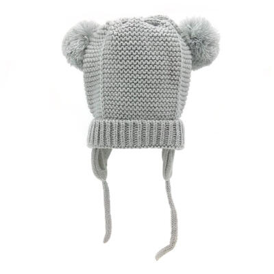 

Fashion Children Girls Solid Color Warm Hat Hair Ball Knitted Beanie Cap