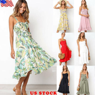 

US Summer Women Bandage Sleeveless Bodycon Dress Evening Party Beach Sundress