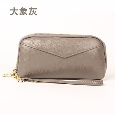 

First layer cowhide 2019 womens leather long wallet fashion sewing thread large capacity clutch bag shell bag