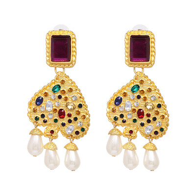 

Vintage crystal statement dangle Earrings for Women Ethnic rhinestone earrings fashion za jewelry wholesale