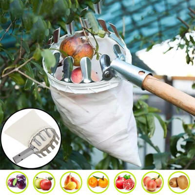 

Metal Fruit Picker Horticultural Convenient Tool with Bag Garden Orchard Pick Apple Pear Peach Labor Saving Practical High Tree