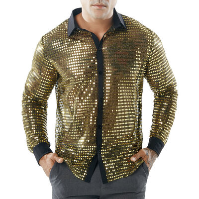 

Fashion Mens Casual Long Sleeve Shirt Sequins Slim Fit Shirt Tops Blouse T-Shirt