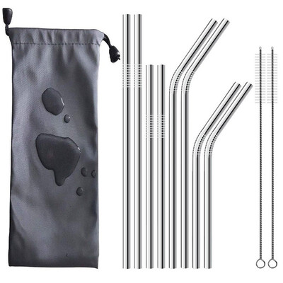 

Outdoor Stainless Steel Drinking Straws Set of 8 Cleaning Brush&Waterproof Bag Included