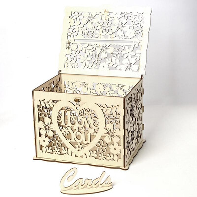 

Wood Gift Case Money Box DIY Wedding Birthday Party Card Holder Container
